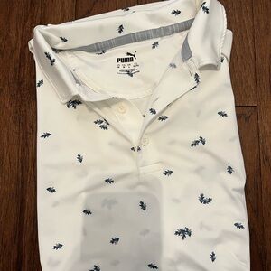 Puma White and Blue Patterned Men's Polo